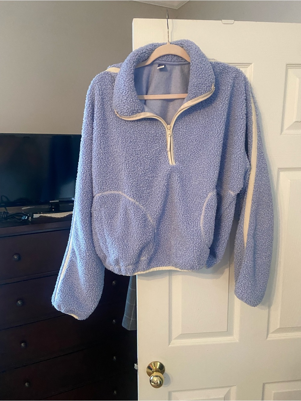 Cozy Lavender Sherpa Half-Zip Pullover Jacket